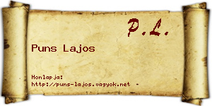 Puns Lajos névjegykártya